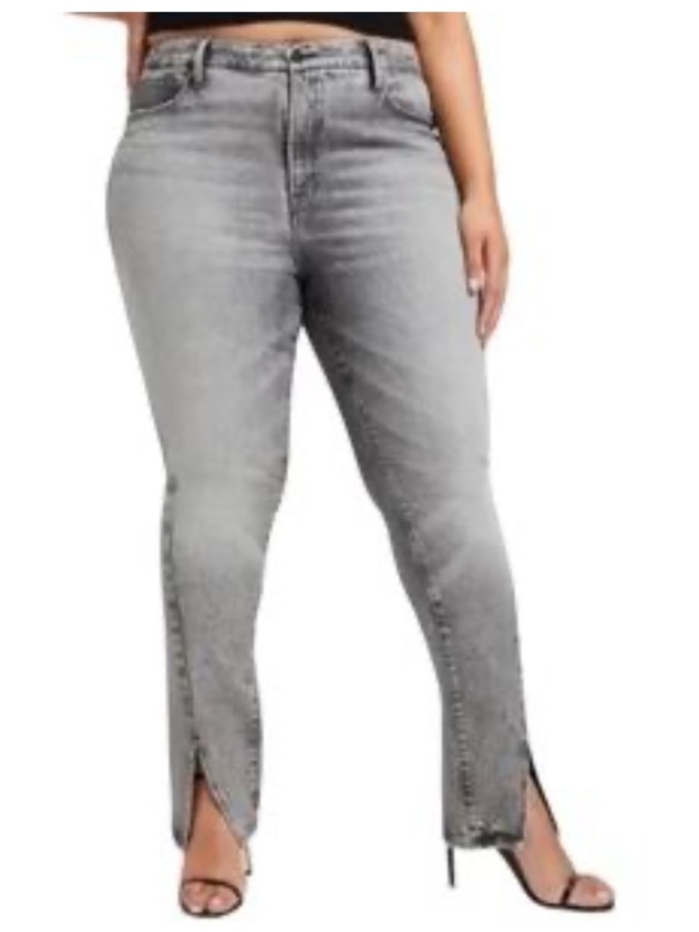 NEW size 20 Good American Good Boy Twisted Slit Grey Jeans